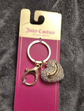 Juicy Couture Gold Crystal Heart Charm Keyring